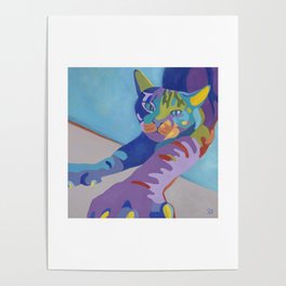 Abstract tabby cat in technicolor Poster