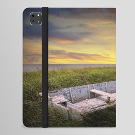 Stranded Row Boat in the Beach Grass at Sunrise on the shore on Prince Edward Island iPad Folio Case