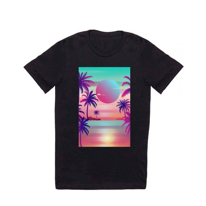Sunset Palm Trees Vaporwave Aesthetic T Shirt