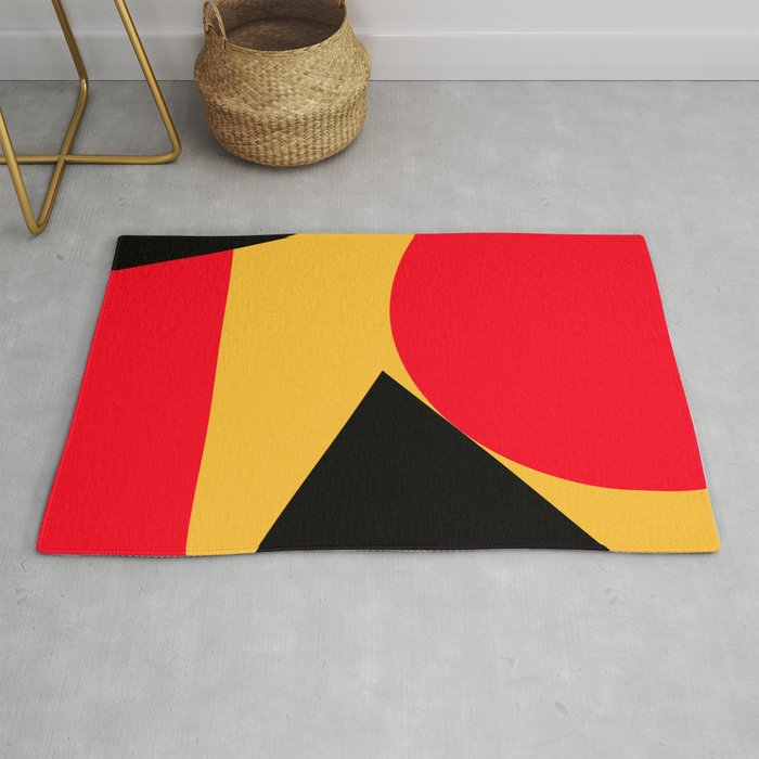 Abstract Retro Modern Print In Red, Black And Red Rugs