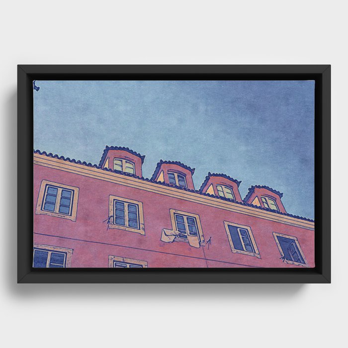 Red Stucco and Blue Skies Framed Canvas