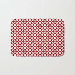 Red and White Overlapping Circles Pattern Bath Mat