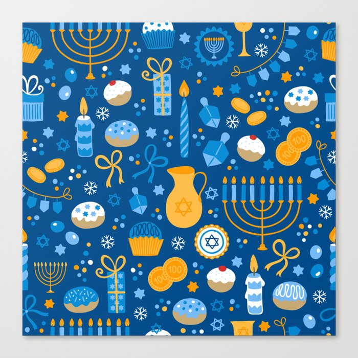 Hanukkah Happy Holidays Pattern Canvas Print