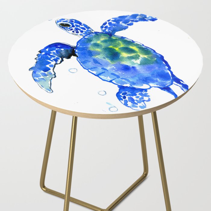 Blue Sea Turtle Side Table By Sureart