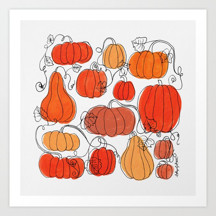 Pumpkins and Vines Art Print