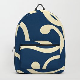  Reto Abstract Curvy lines pattern - Ateneo Blue and Blanched Almond Backpack | Pattern, Minimal, Goodvibes, 70S, Curvylines, Lines, Minimalist, Geometric, Decorative, Print 