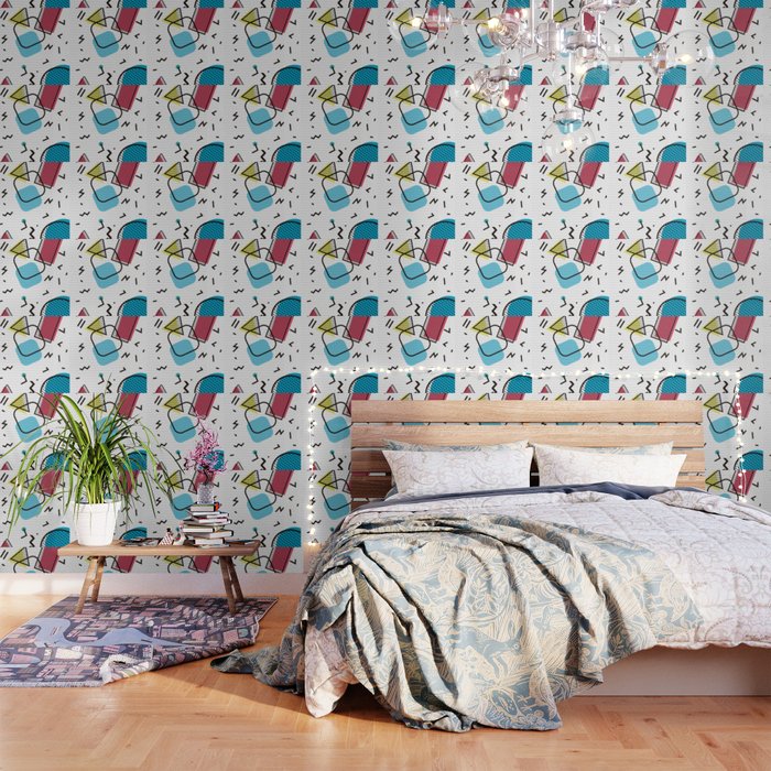 Memphis Throwback Retro Blue 1990s 90s Trendy Hipster Pattern