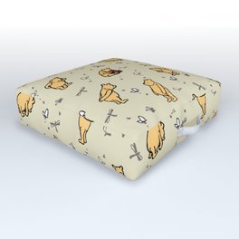 Neutral Classic Pooh Pattern Outdoor Floor Cushion | Honey, Bee, Publicdomain, Nursery, Pooh, Classic, Pattern, Vintage, Illustration, Children 