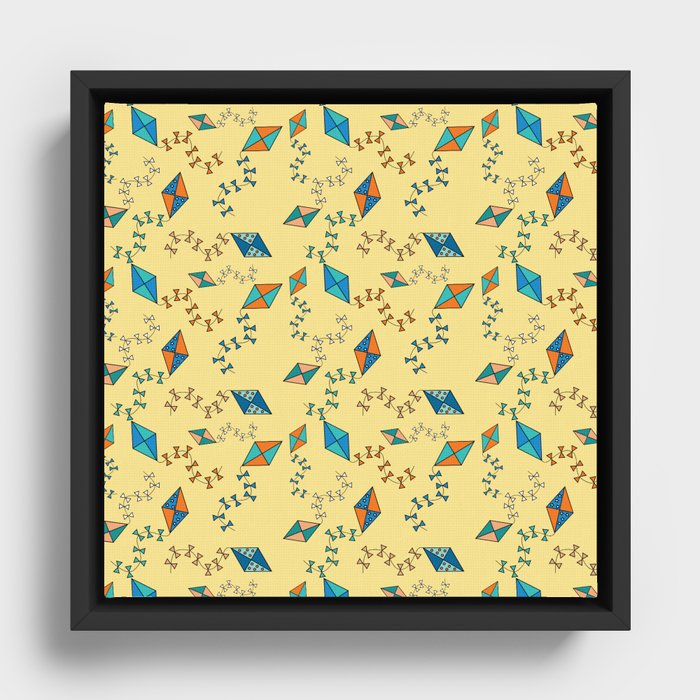 Colorful kites pattern Framed Canvas