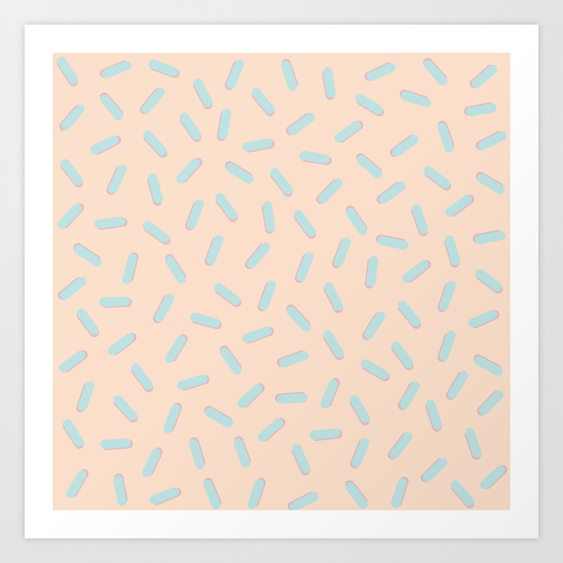 Memphis Bacteria Pattern Pastel Colors Peach Baby Blue Art Print By 5mmpaper Society6