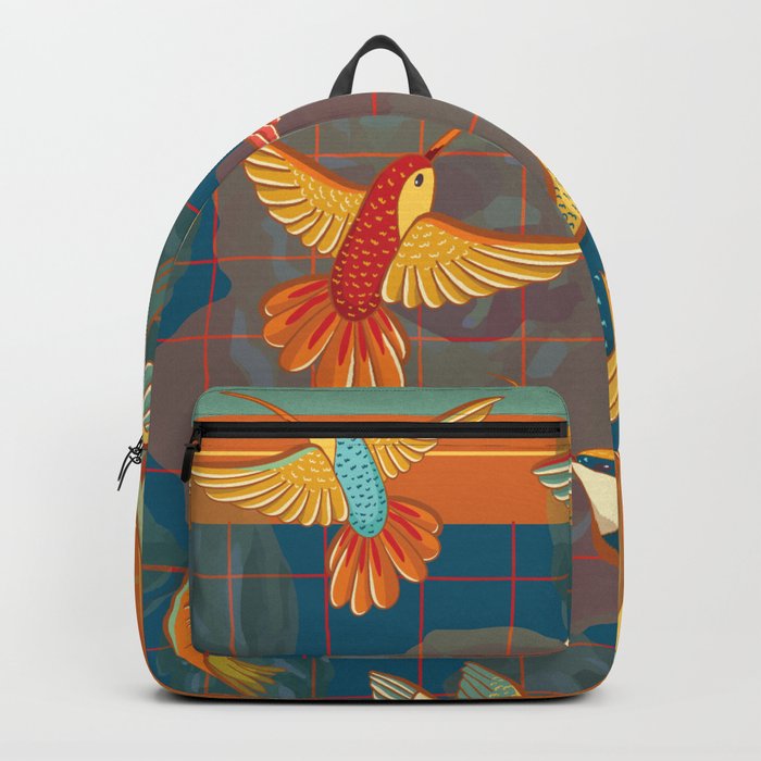 Hummingbirds in Orange Backpack