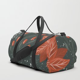Ponsietta And Red Winter Berries Duffle Bag