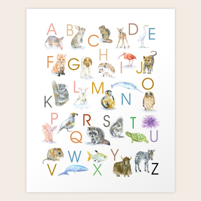 Animal Alphabet ABCs Art Print by Susan Windsor | Society6
