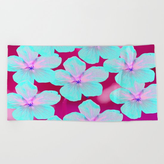 Retro Flowers Beach Towel