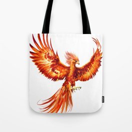 Rising Phoenix Fire Fenix Inspirational Mythical Bird Rise from ashes Rebirth Symbol Tote Bag