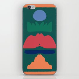 Stacked shapes in orange and green iPhone Skin