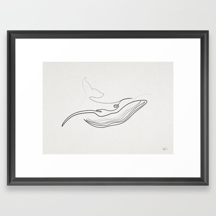 Oneline Whale Framed Art Print