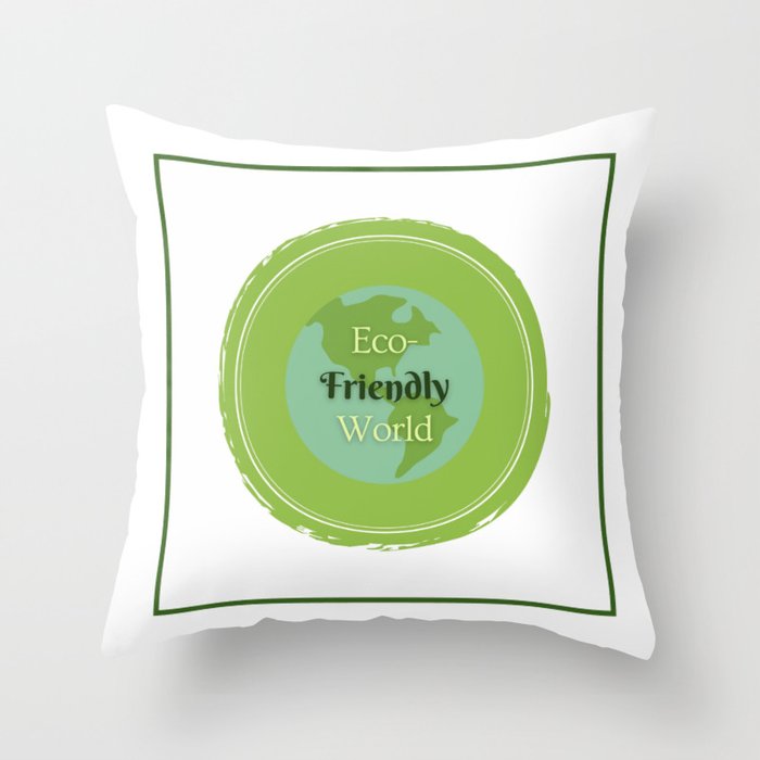 Eco-Friendly World Throw Pillow