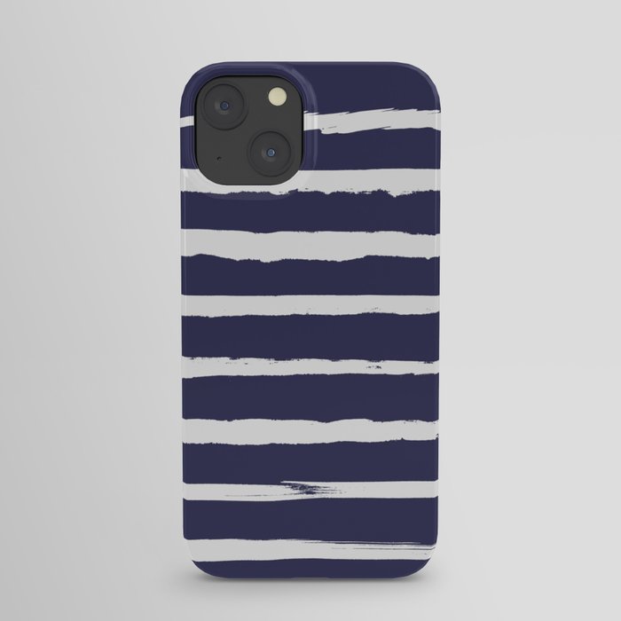 Irregular Hand Painted Stripes Dark Blue iPhone Case