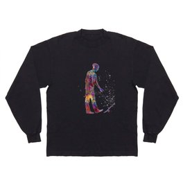 Young skater in watercolor Long Sleeve T-shirt