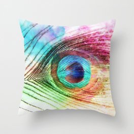 Peacock Feather Throw Pillow