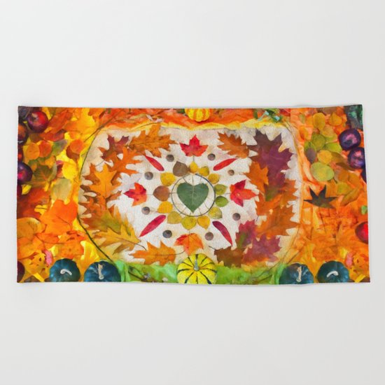Autumn mandala Beach Towel