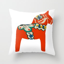 16x16 Multicolor Swedish Dala Horse Designs Swedish Dala Sweden Red Dalecarlian Horse Design Throw Pillow