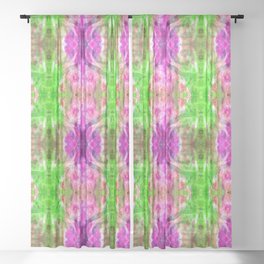 Chartreuse and Magenta Kaleidoscope Stripes Sheer Curtain
