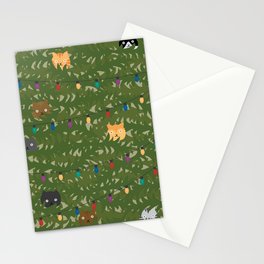 Naughty Christmas Cats In Tree Stationery Card
