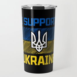 I Support Ukraine Ukrainian Flag Emblem Travel Mug