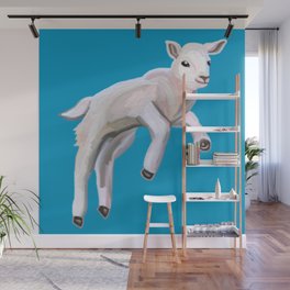 Cute Galloping Baby Spring Lamb Wall Mural