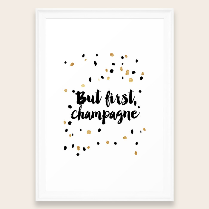 But First Champagne Print Kitchen Decor Kitchen Wall Art Gold