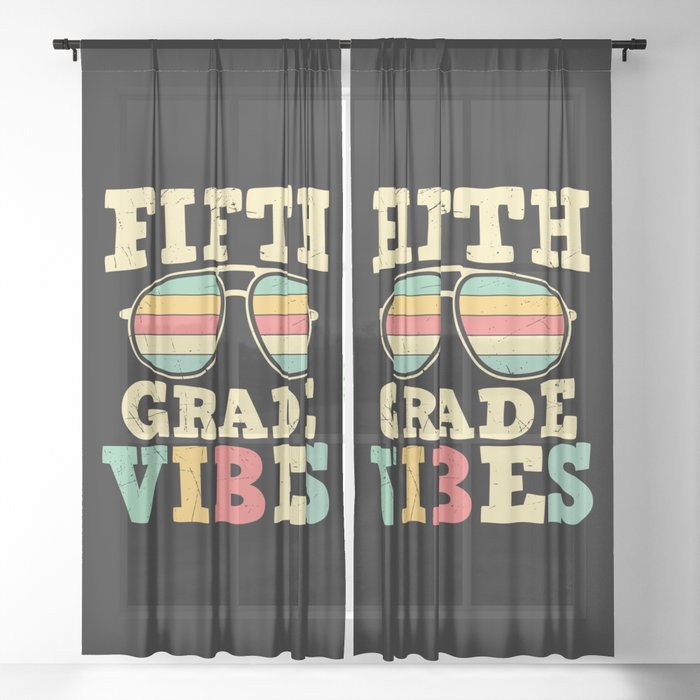 Fifth Grade Vibes Retro Sunglasses Sheer Curtain