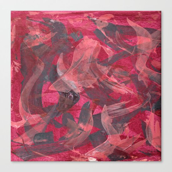 Impetuous, Abstract Art Painting Red Copper Gray Canvas Print