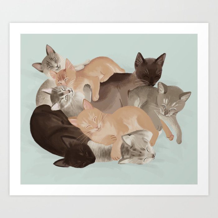 Big Ol' Pile of Cats Art Print
