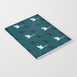 Flying Elegant Swan Pattern on Teal Blue Background Notebook