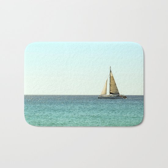 Sail Away with Me - Ocean, Sea, Blue Sky and Summer Sun Bath Mat