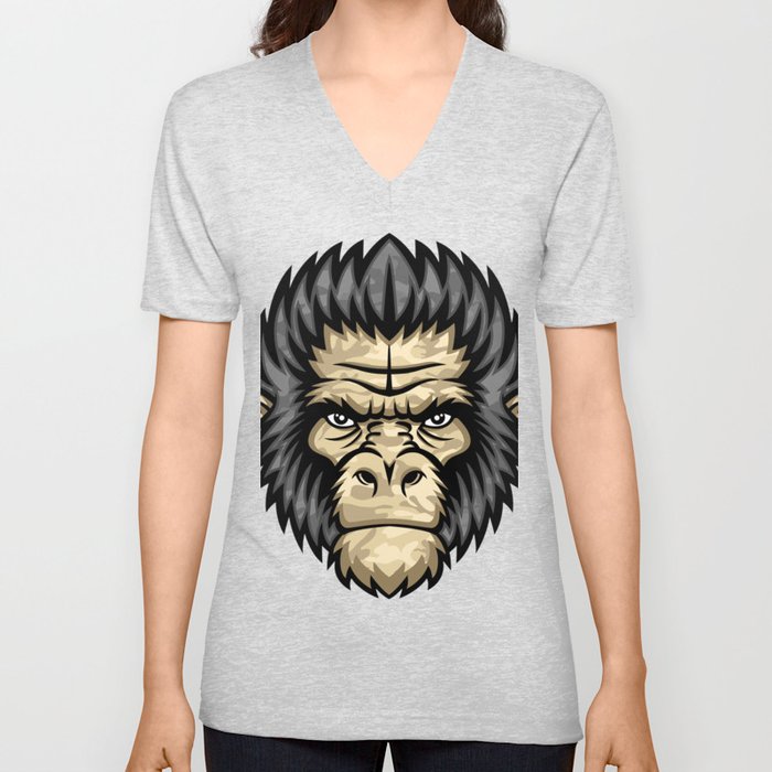 Ape Head Perfect For Paintball Mascot In A Military Style V Neck T Shirt