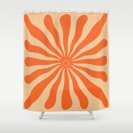 Retro Sun Vintage 70s 2 Orange Shower Curtain
