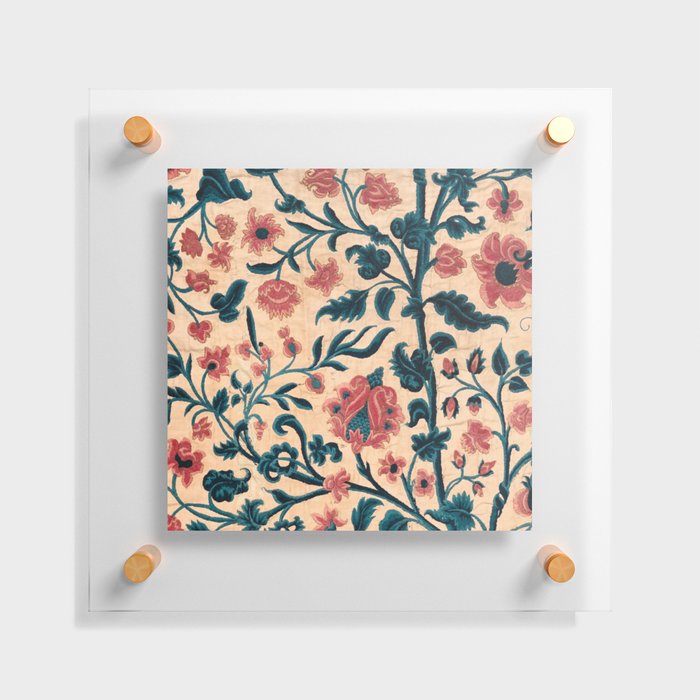 Antique Distressed Pink Floral and Vine Floating Acrylic Print