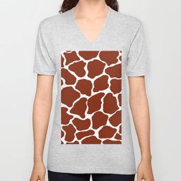 Trendy  brown orange white giraffe animal print V Neck T Shirt