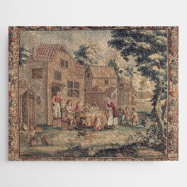 Antique 17th Century Rustic Pastoral Scene English Tapestry Jigsaw Puzzle
