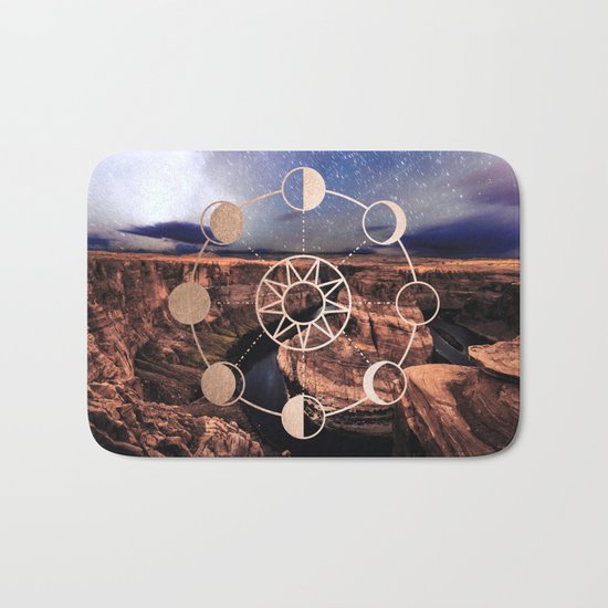 Mandala Southwest Desert Sun and Moon Phases Bath Mat