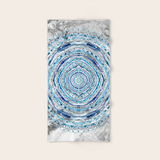Blue Gray Mandala Marbling Hand Bath Towel By Tigatigaartworks Society6