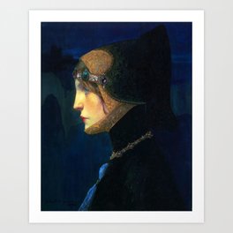 Head of a Lady in Medieval Costume by Lucien Victor Guirand de Scevola (c.1900) Art Print