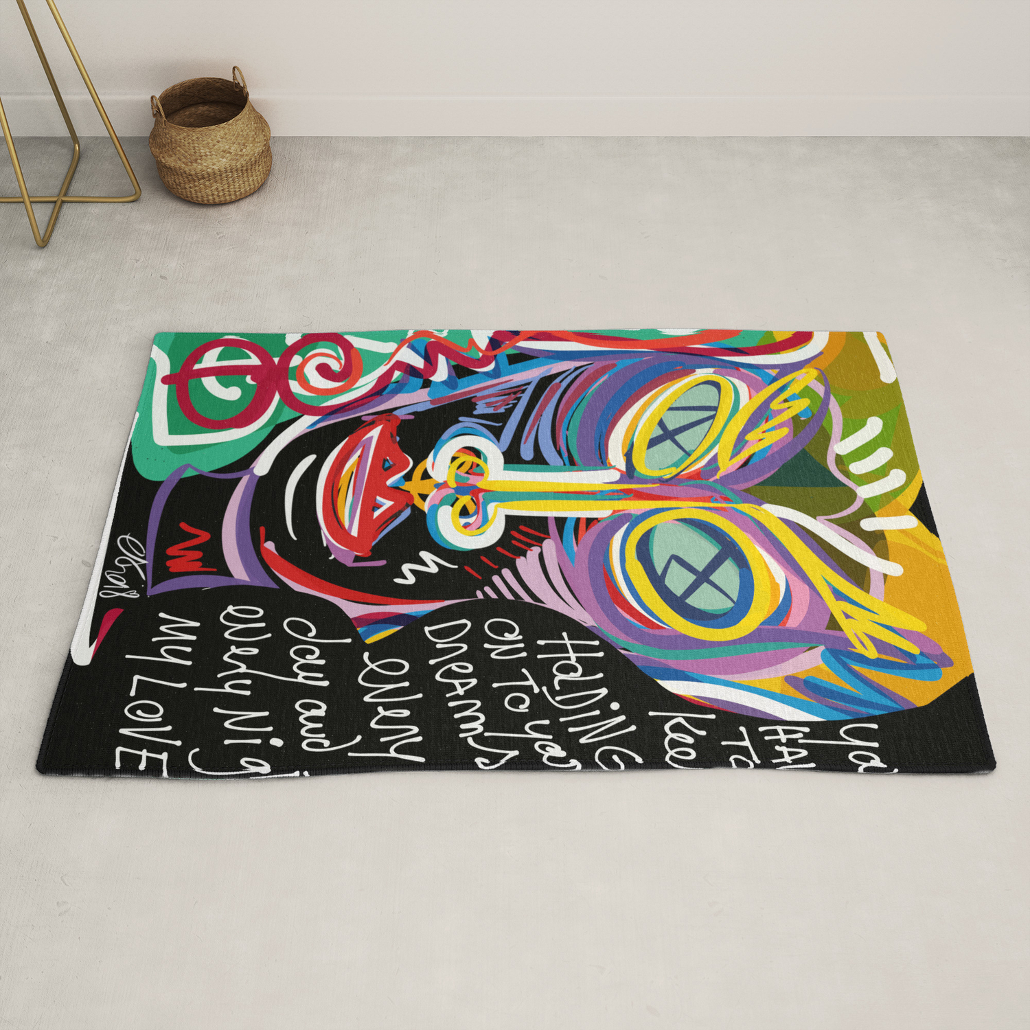 Keep On Holding To Your Dreams My Love Street Art Graffiti Rug By Emmanuelsignorino Society6