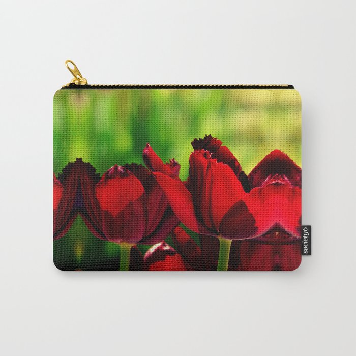 4 Ever Love -- Spring Botanical Ruby Red Tulips Carry-All Pouch