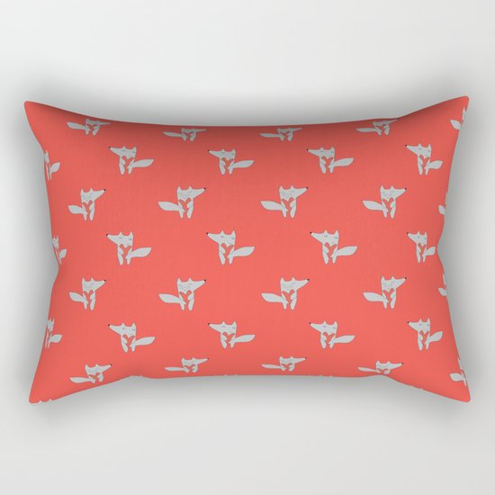 Fox in love red Rectangular Pillow