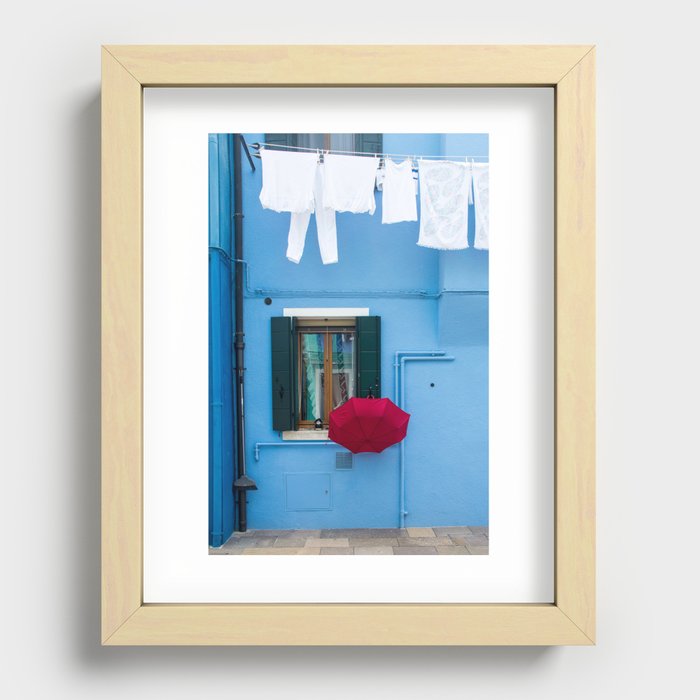 Burano, Italy Laundry Day Recessed Framed Print