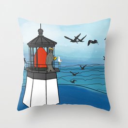 Tuskadero Slim at his home in the Cape Meares Lighthouse from Flock of Gerrys Gerry Loves Tacos Throw Pillow